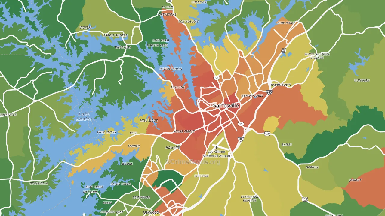 Gainesville, GA Map of Assault Rates