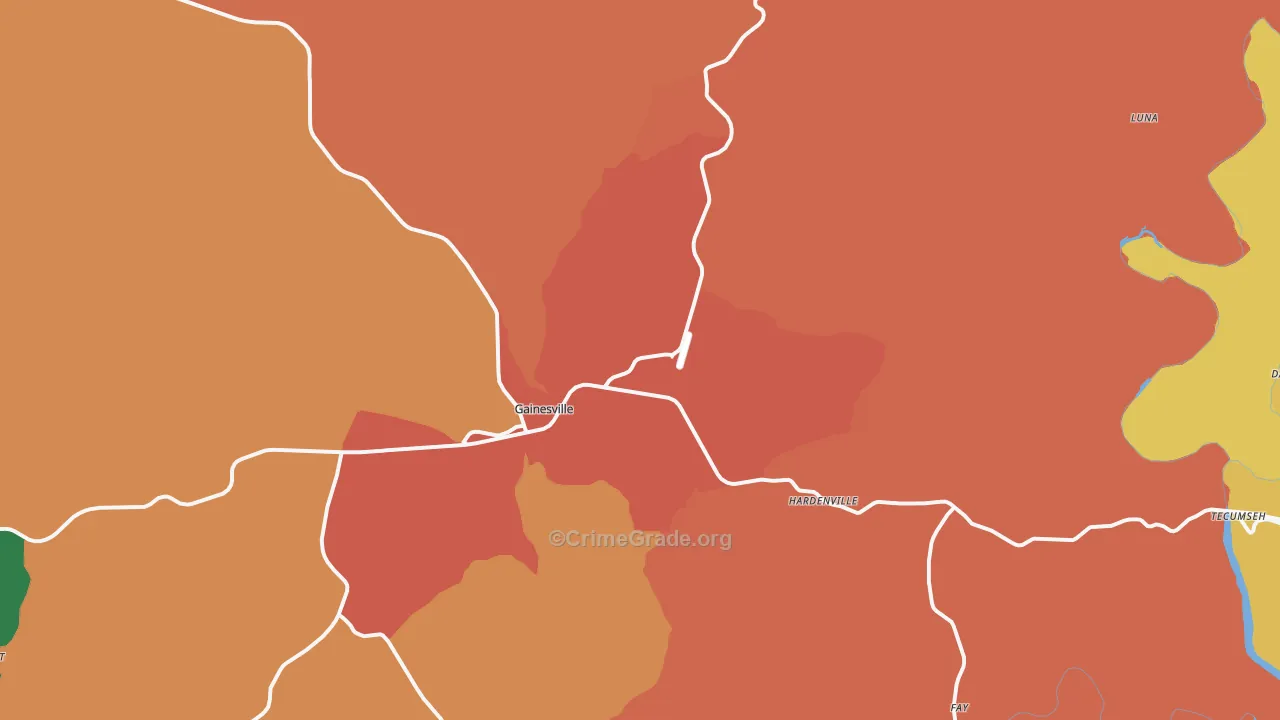 Gainesville, MO Map of Assault Rates