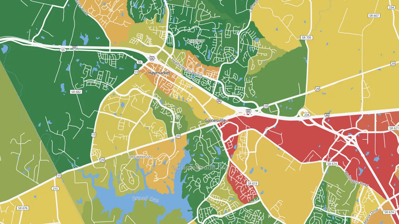 Gainesville, VA Map of Assault Rates