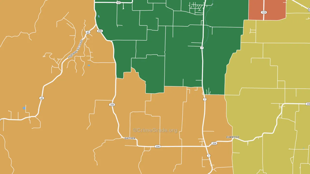 Gaither, AR Map of Assault Rates