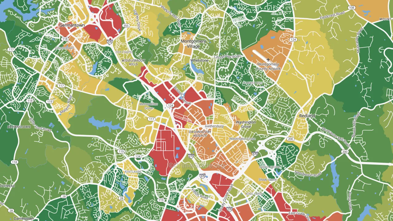 Gaithersburg, MD Map of Assault Rates