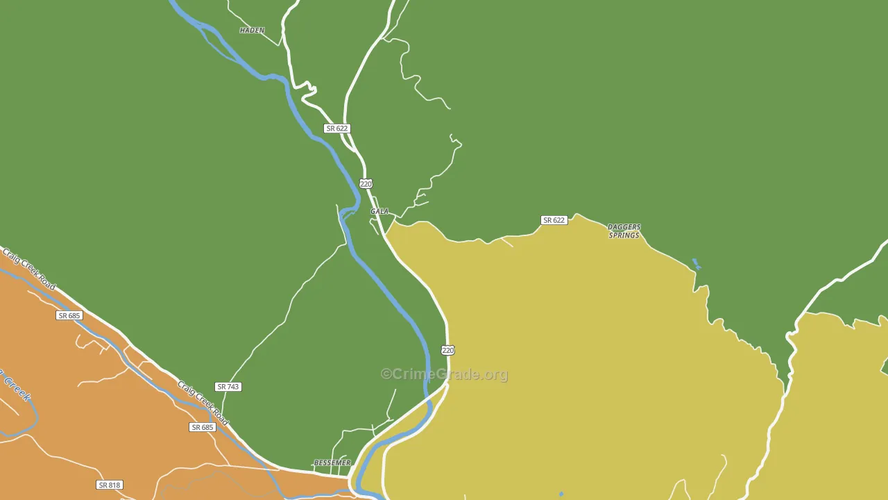 Gala, VA Map of Assault Rates
