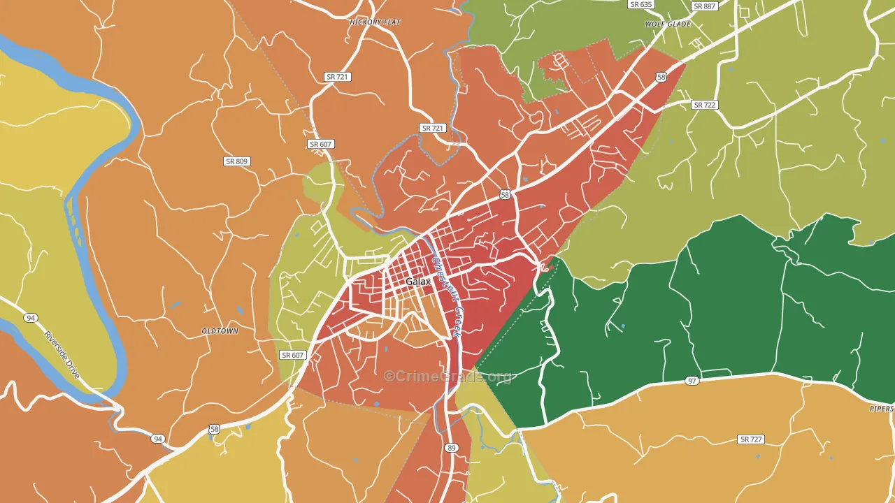 Galax City, VA Map of Assault Rates