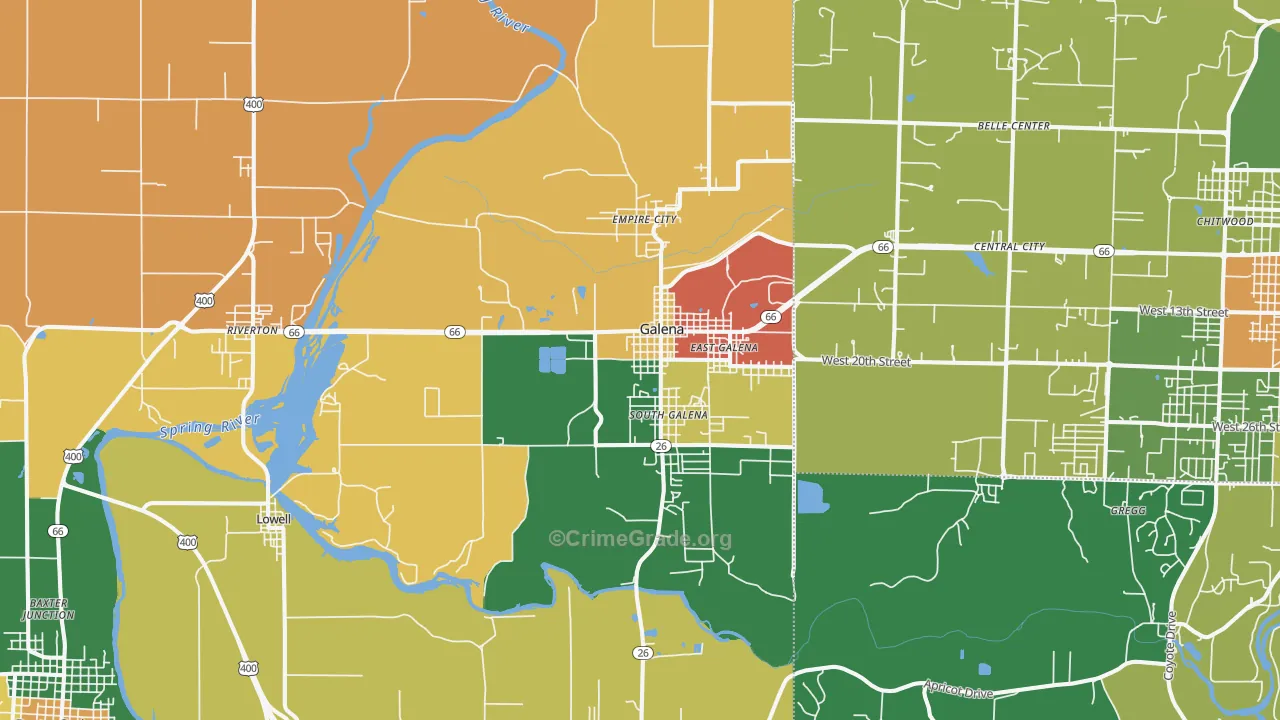 Galena, KS Map of Assault Rates