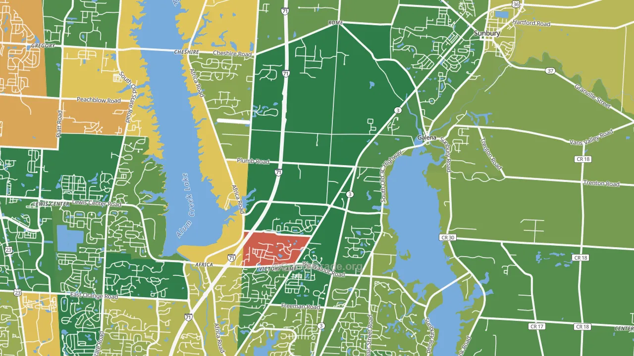 Galena, OH Map of Assault Rates