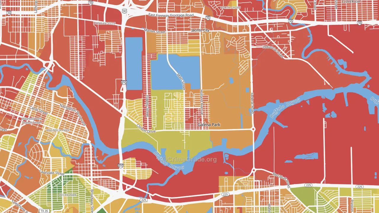 Galena Park, TX Map of Assault Rates