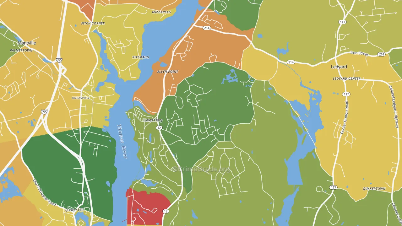 Gales Ferry, CT Map of Assault Rates