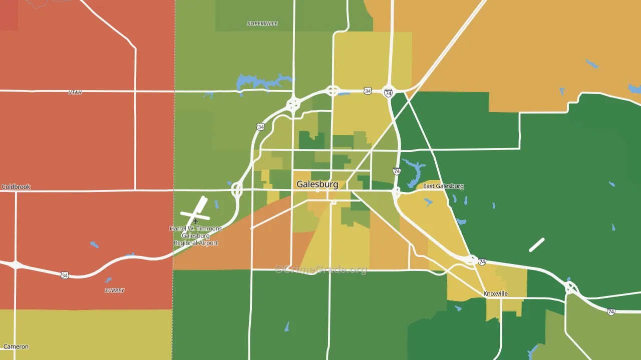 Galesburg, IL Map of Assault Rates