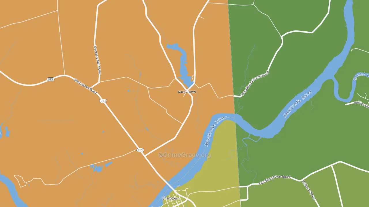 Galestown, MD Map of Assault Rates