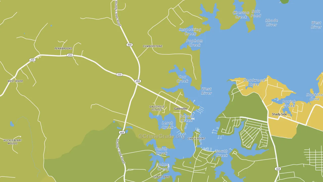 Galesville, MD Map of Assault Rates