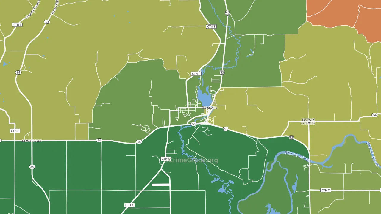 Galesville, WI Map of Assault Rates