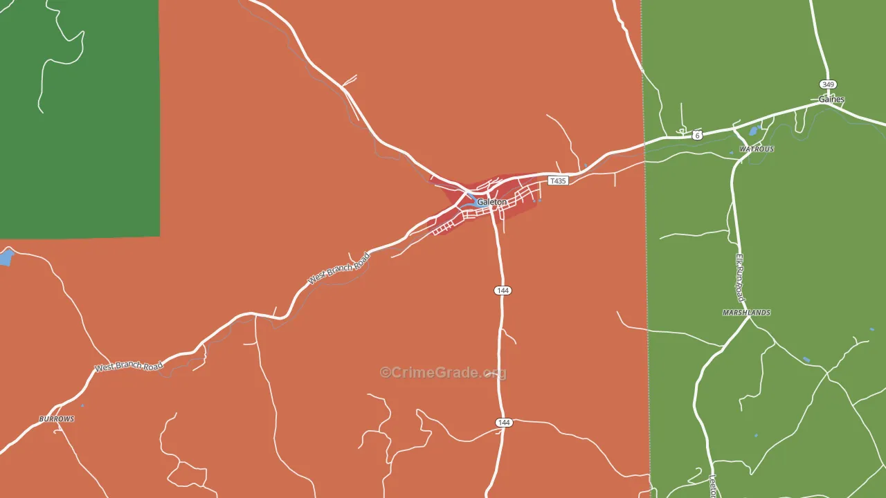 Galeton, PA Map of Assault Rates