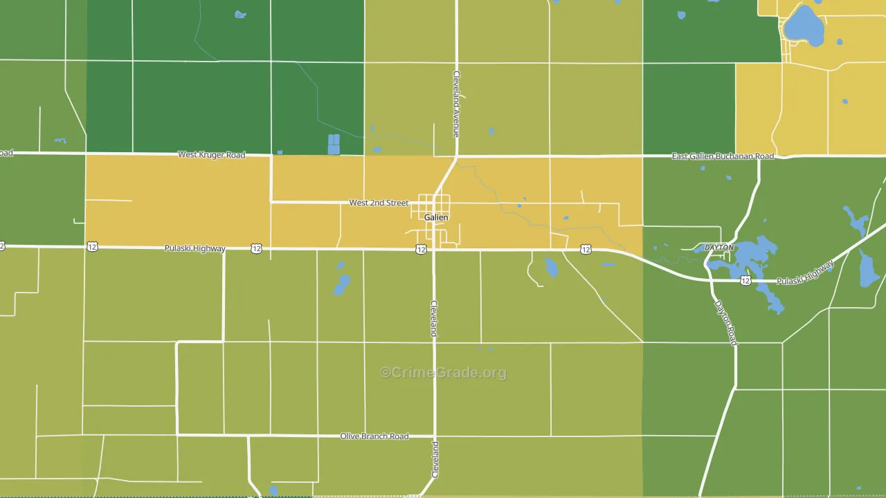 Galien, MI Map of Assault Rates