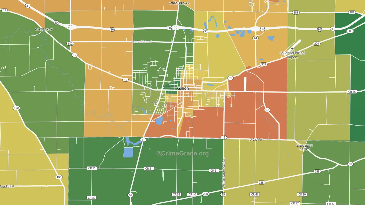 Galion, OH Map of Assault Rates