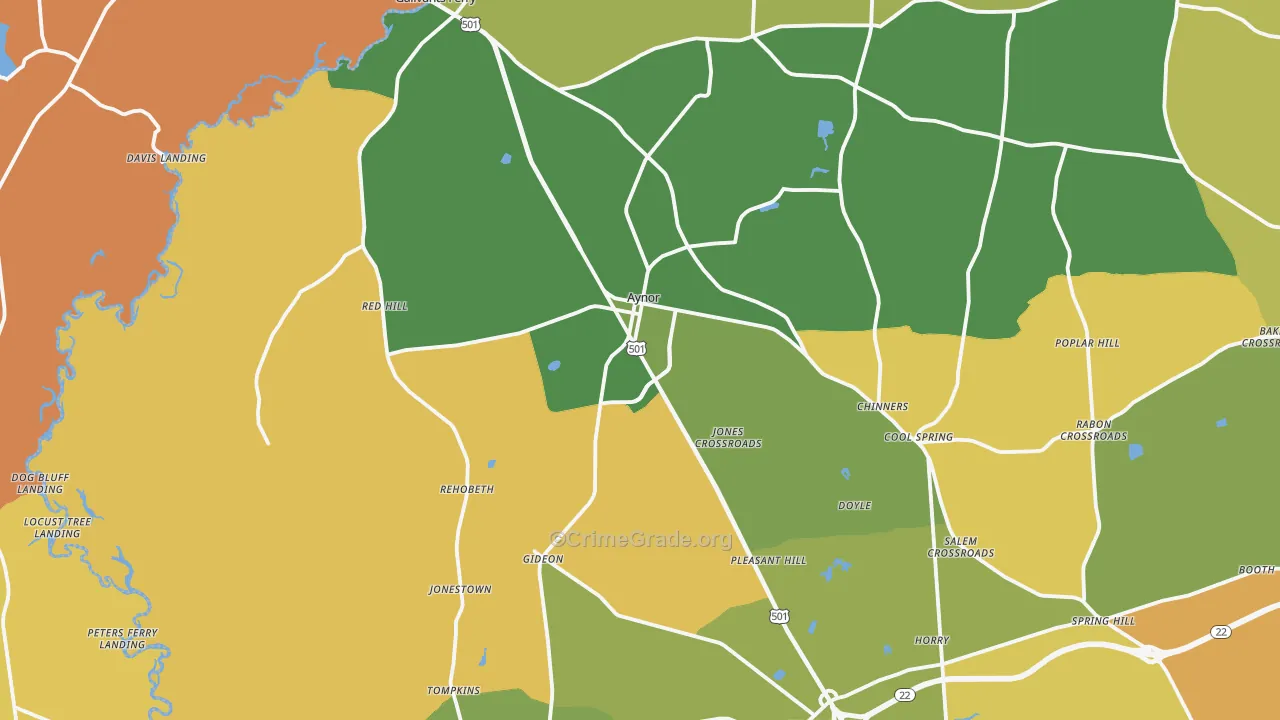 Galivants Ferry, SC Map of Assault Rates