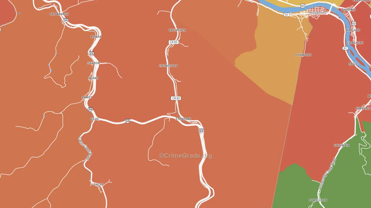 Gallagher, WV Map of Assault Rates