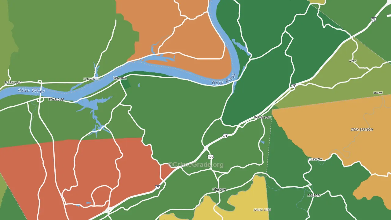 Gallatin County, KY Map of Assault Rates