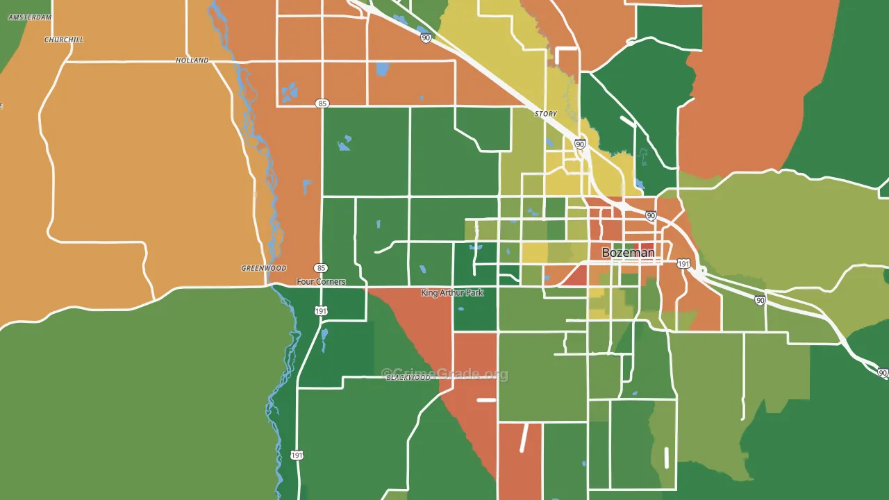 Gallatin County, MT Map of Assault Rates