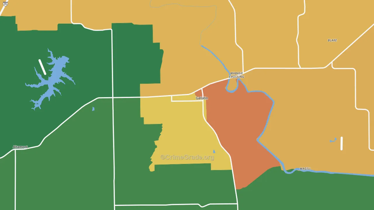 Gallatin, MO Map of Assault Rates