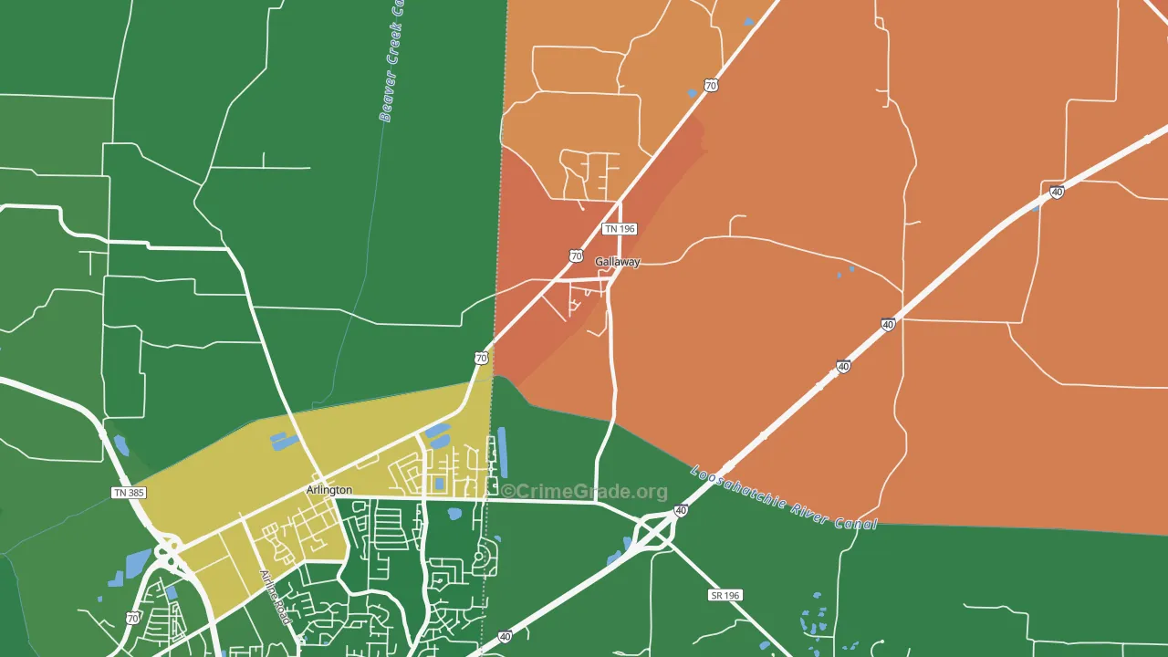 Gallaway, TN Map of Assault Rates