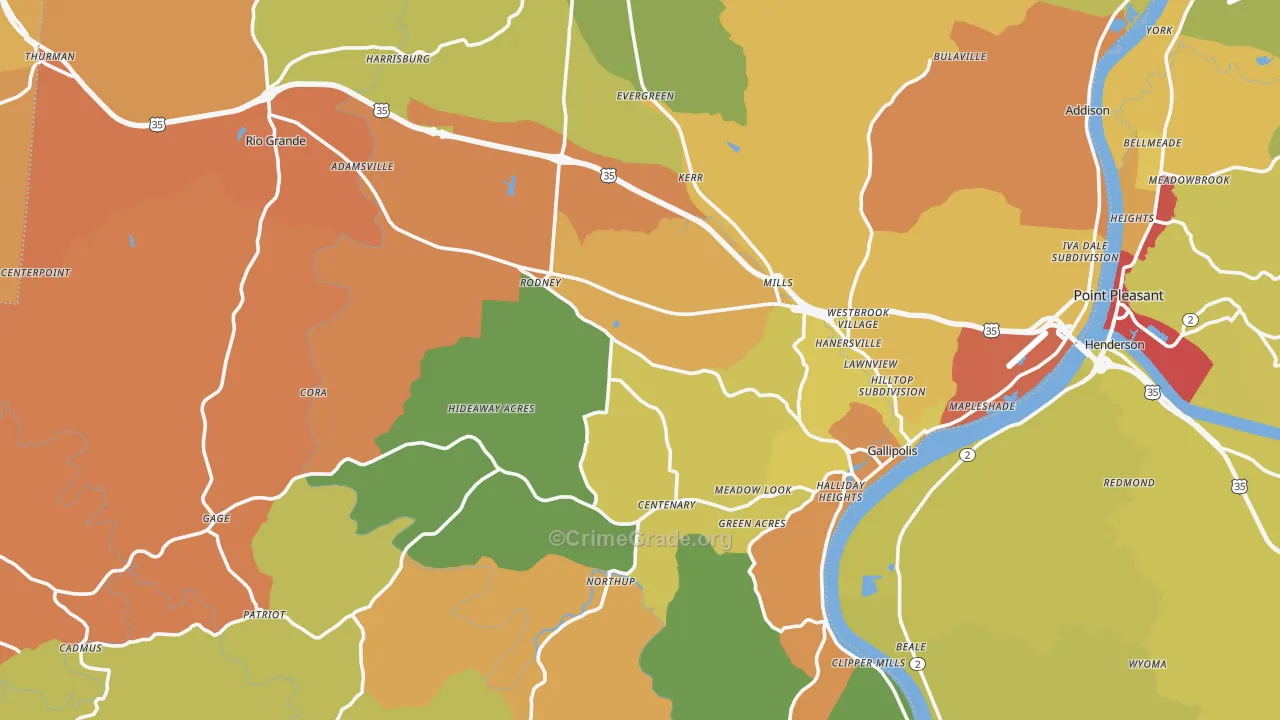 Gallia County, OH Map of Assault Rates