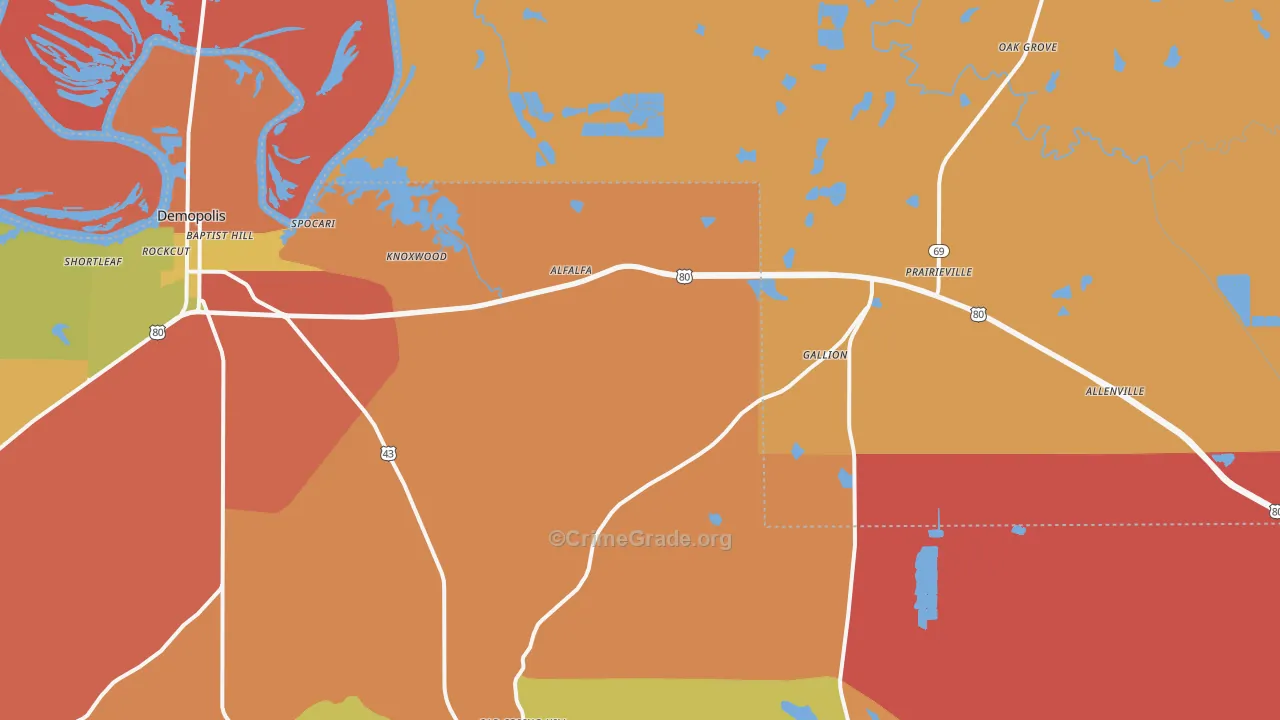 Gallion, AL Map of Assault Rates