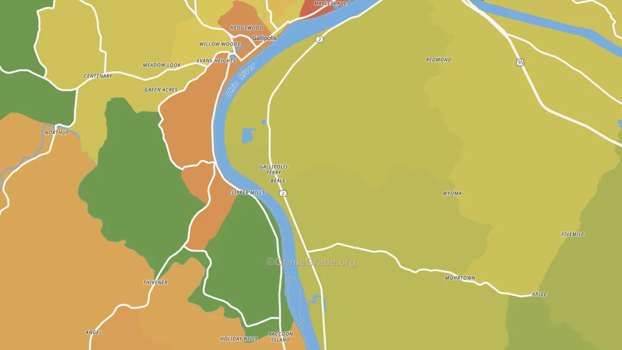 Gallipolis Ferry, WV Map of Assault Rates