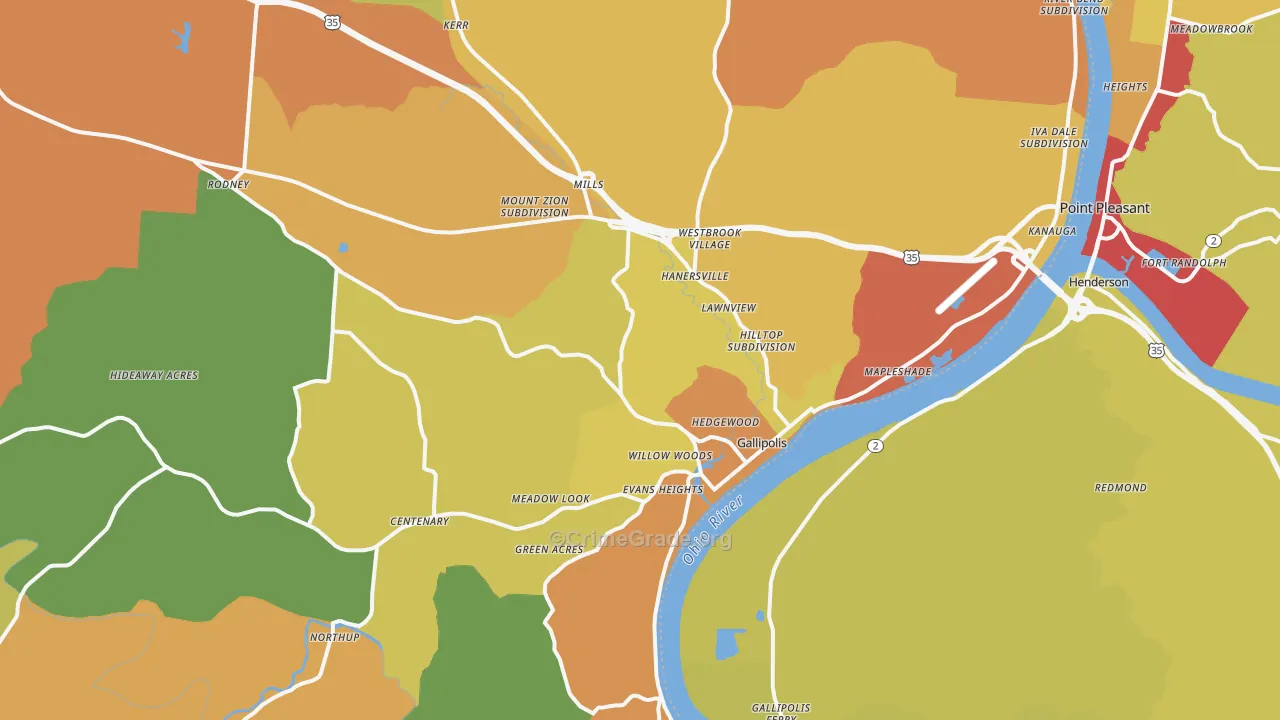 Gallipolis, OH Map of Assault Rates