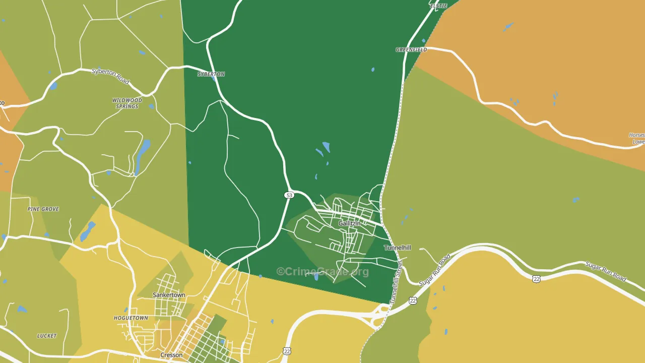Gallitzin, PA Map of Assault Rates