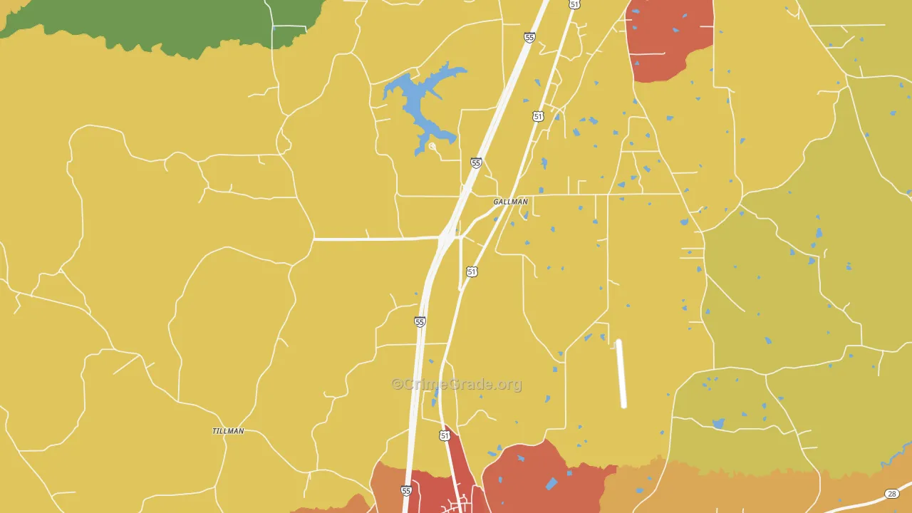 Gallman, MS Map of Assault Rates