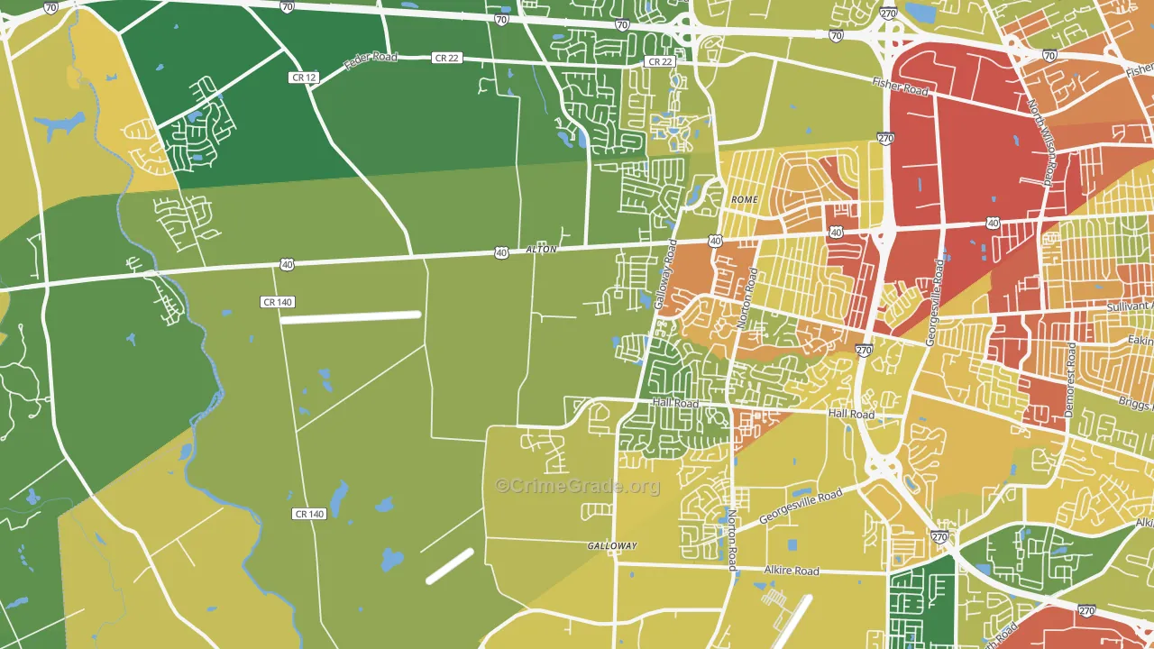 Galloway, OH Map of Assault Rates