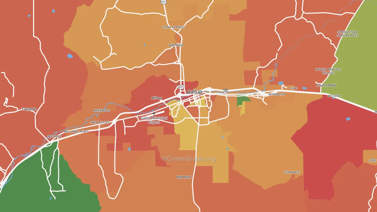 Gallup, NM Map of Assault Rates