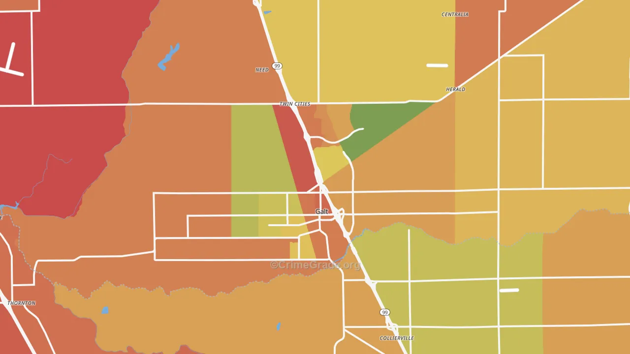 Galt, CA Map of Assault Rates
