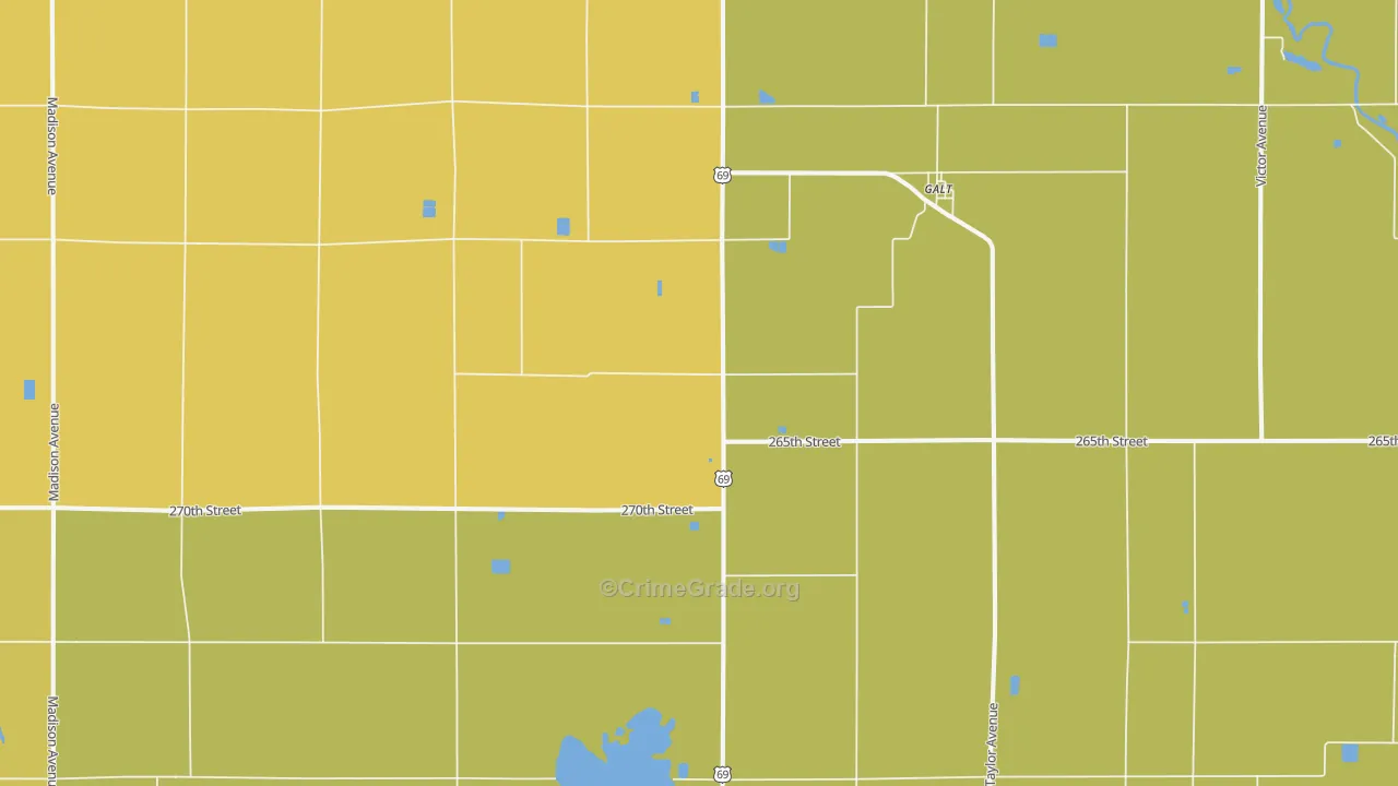 Galt, IA Map of Assault Rates