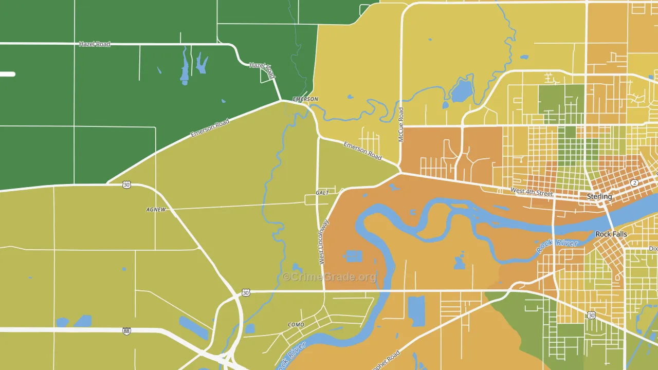 Galt, IL Map of Assault Rates