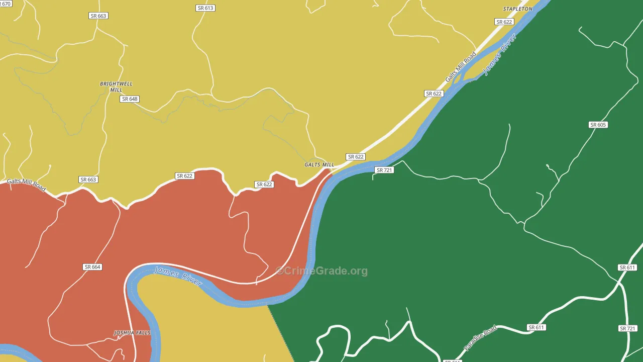 Galts Mill, VA Map of Assault Rates