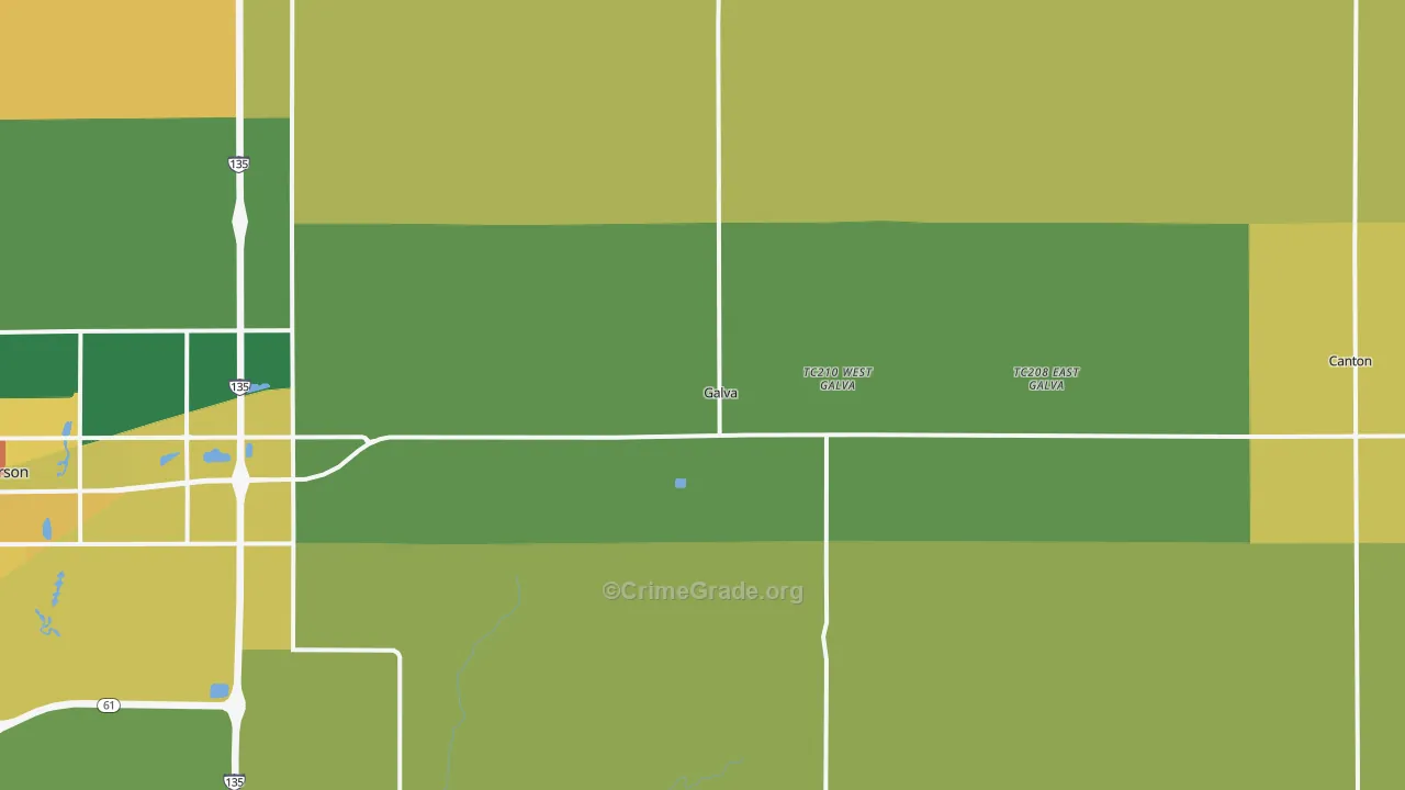 Galva, KS Map of Assault Rates