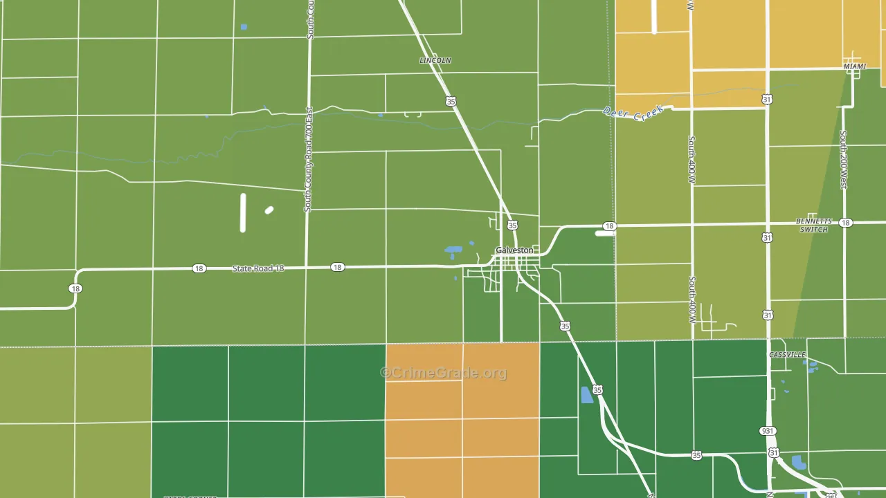 Galveston, IN Map of Assault Rates