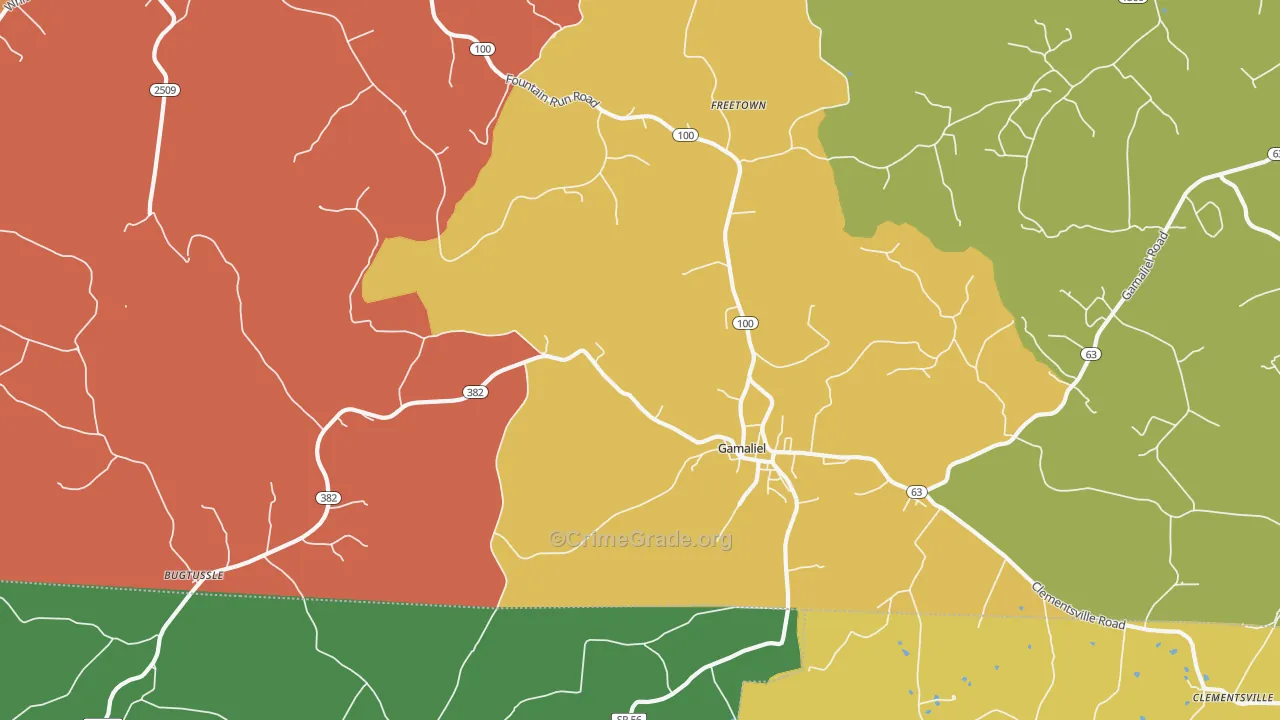 Gamaliel, KY Map of Assault Rates