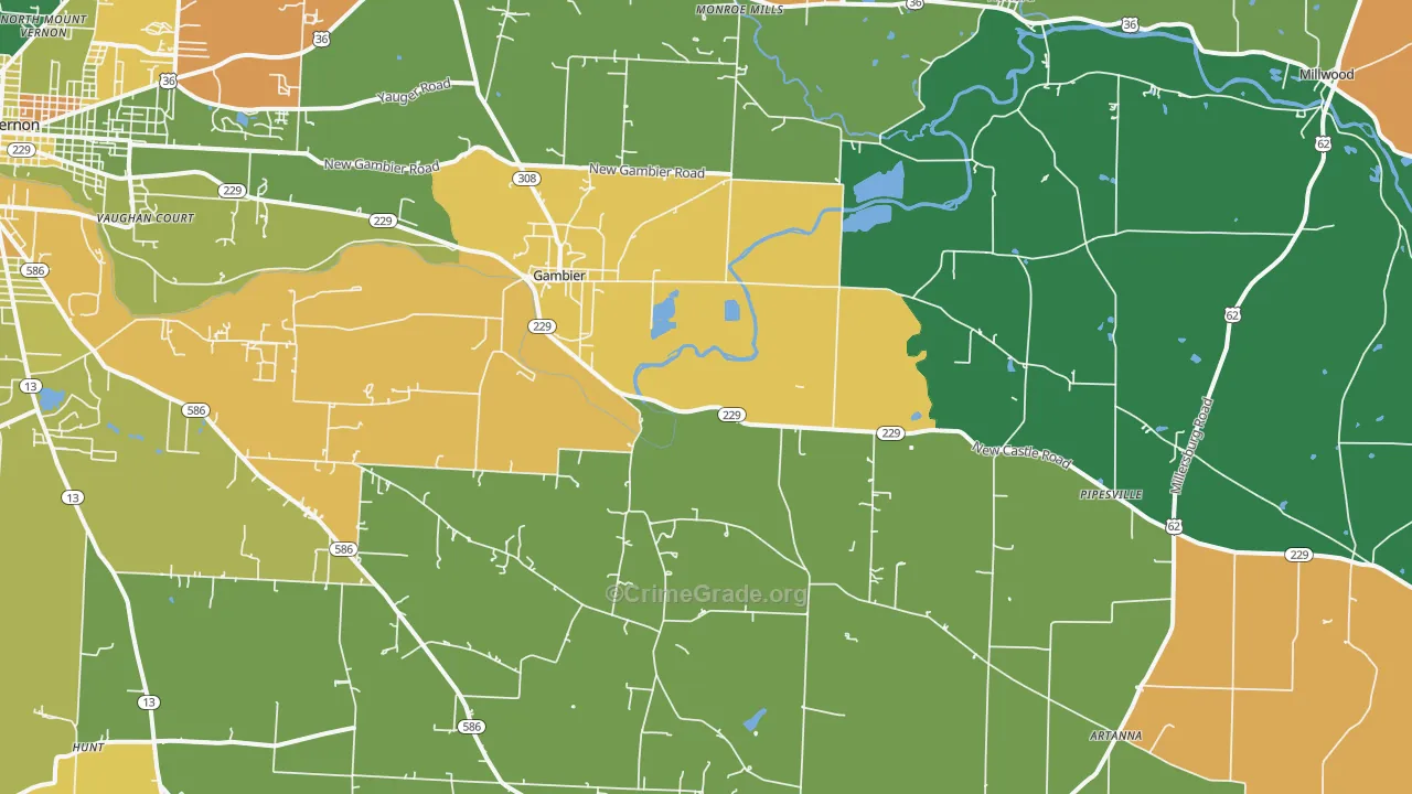 Gambier, OH Map of Assault Rates