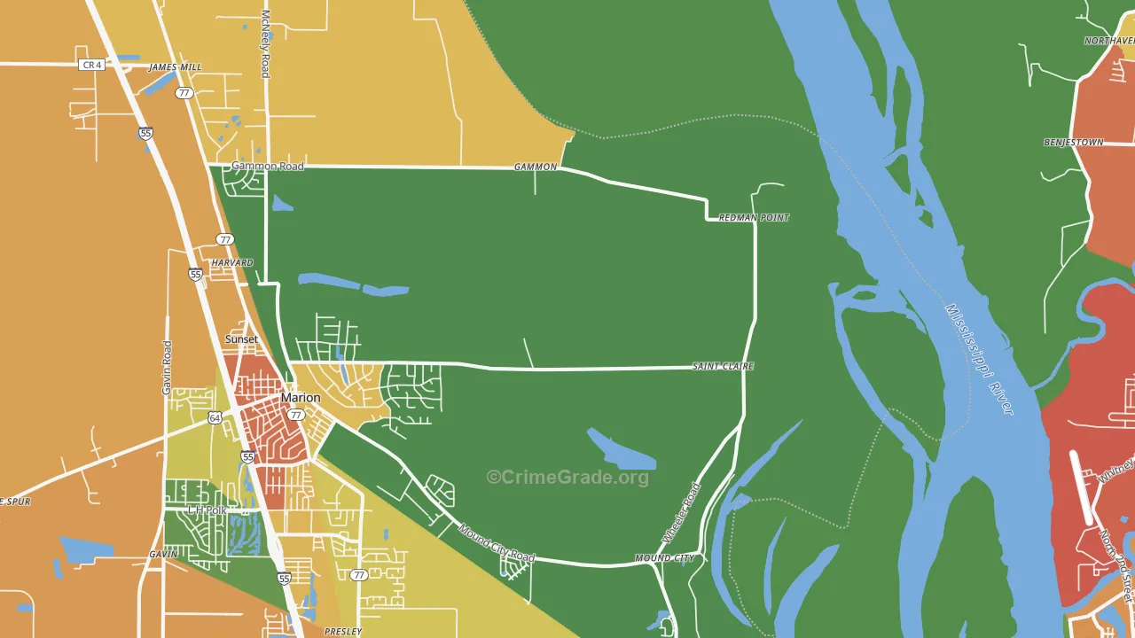 Gammon, AR Map of Assault Rates