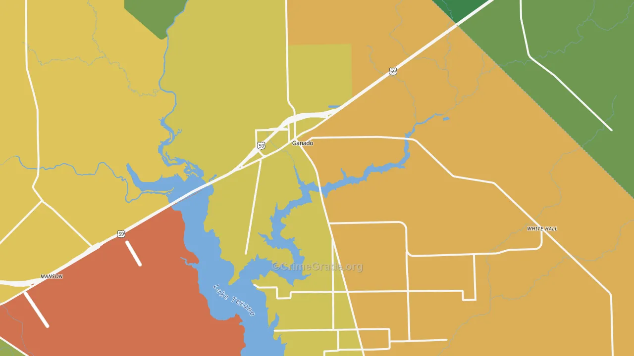 Ganado, TX Map of Assault Rates