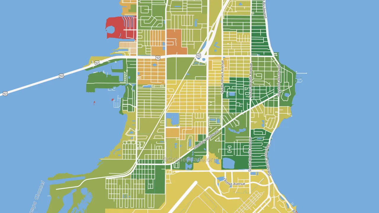Gandy-Sun Bay South, Tampa, FL Map of Assault Rates