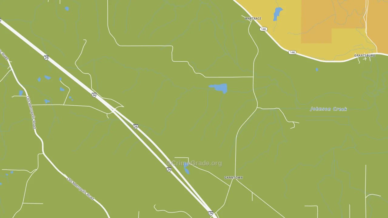 Ganntown, IL Map of Assault Rates