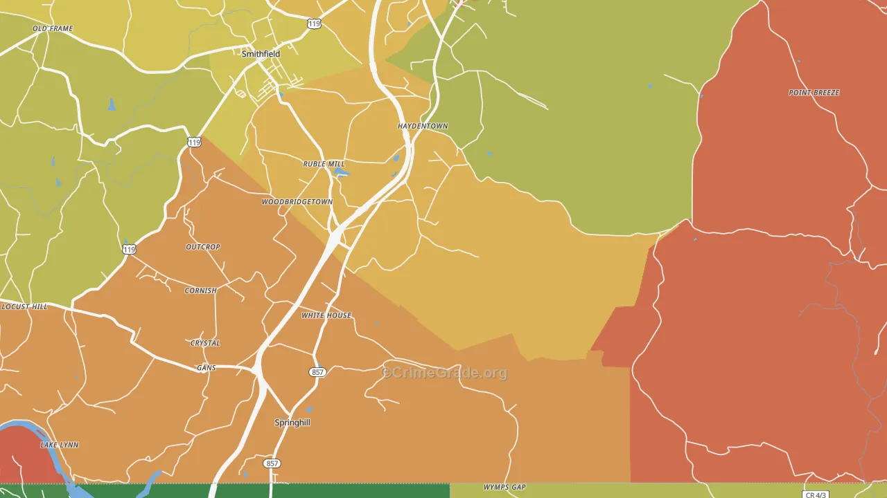 Gans, PA Map of Assault Rates