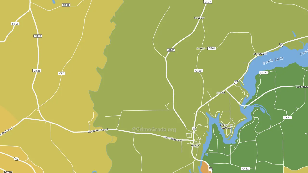 Gantt, AL Map of Assault Rates