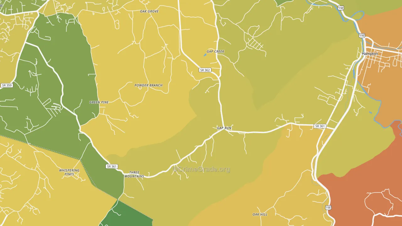 Gap Creek, TN Map of Assault Rates