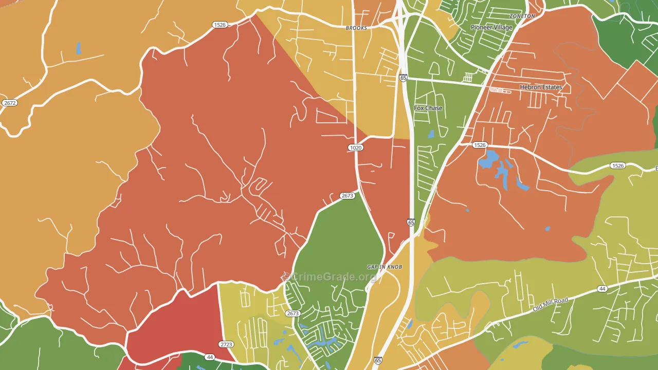 Gap in Knob, KY Map of Assault Rates