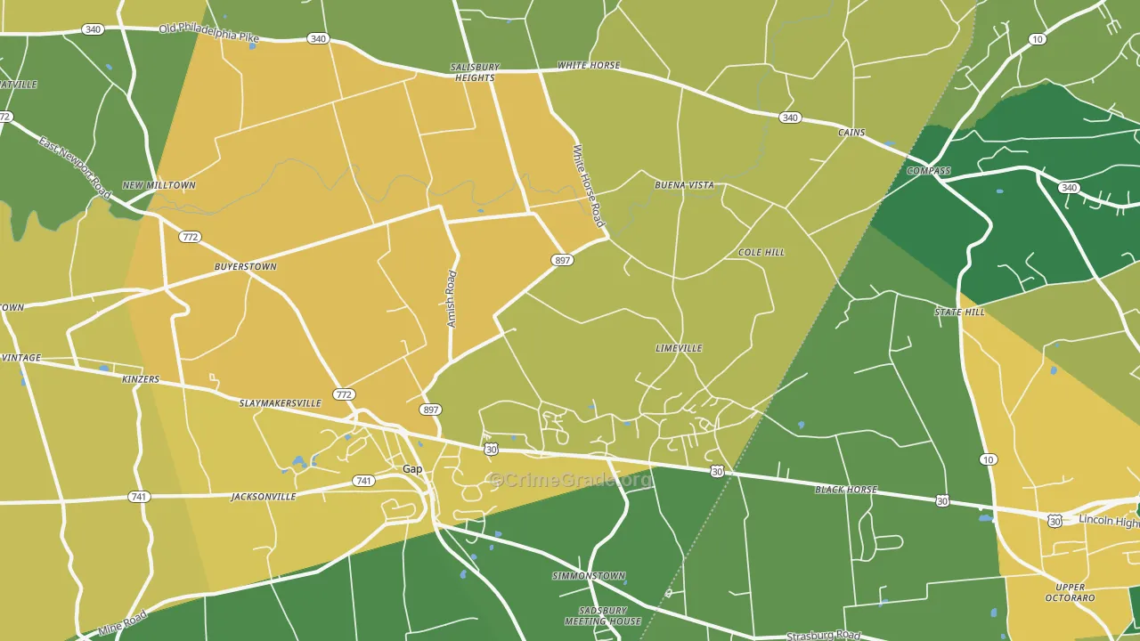 Gap, PA Map of Assault Rates