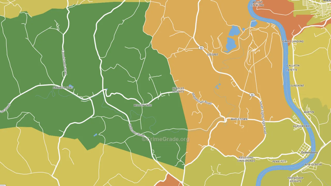 Garards Fort, PA Map of Assault Rates